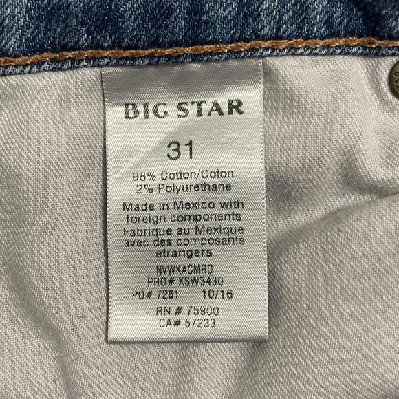 Big Star Womens Jeans Size 31 Blue Kate Crop Straight Mid Rise Distressed Denim - Picture 10 of 13